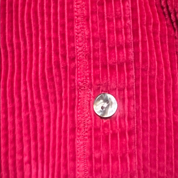 Vintage J. Jill Red Button Up Corduroy Shirt with Velvet Detail - Picture 3 of 7